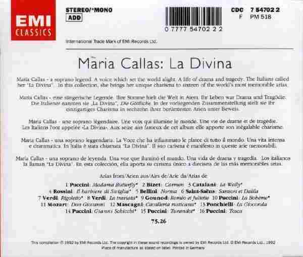 【古典声乐】玛丽亚·卡拉丝《歌剧女神》3CD[FLAC+CUE整轨]