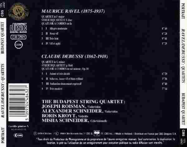 【古典音乐】布达佩斯四重奏《德彪西、拉威尔-弦乐四重奏》1988[FLAC+CUE