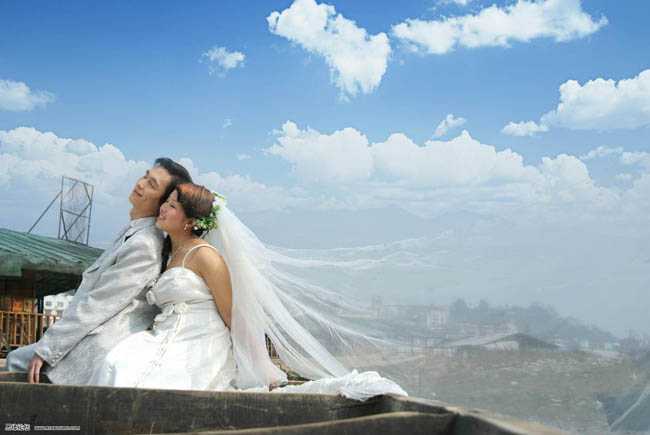 婚纱照片天空变蓝变清晰的方法,photoshop教程