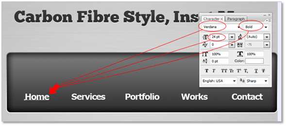 Photoshop 绘制碳纤维风格的网页导航按钮
