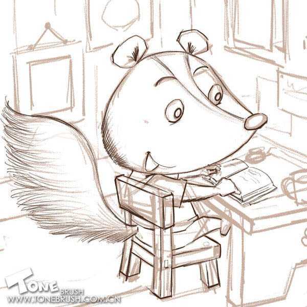 photoshop鼠绘可爱的卡通小鼬鼠