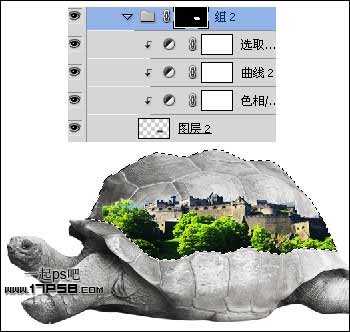 photoshop将城堡乌龟沙漠合成生态保护壁纸海报效果