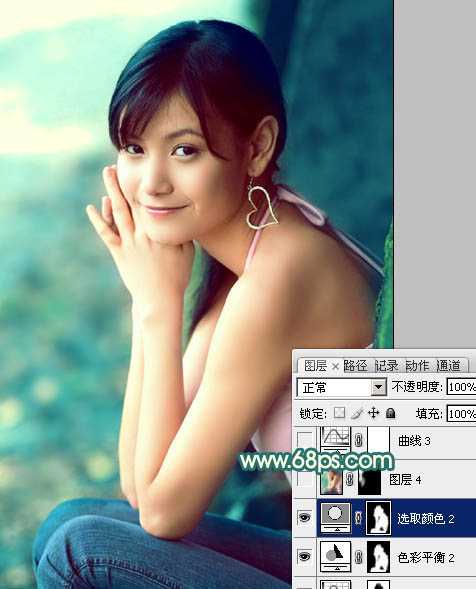 Photoshop为写真人物图片调制出柔美的青红色效果