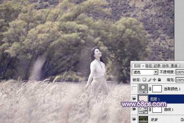 Photoshop为旷野美女图片调制出淡蓝韩系色彩