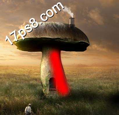 photoshop合成制作出荒原里漂亮的蘑菇屋