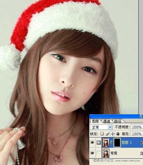 Photoshop将圣诞美女图片制作出转手绘效果
