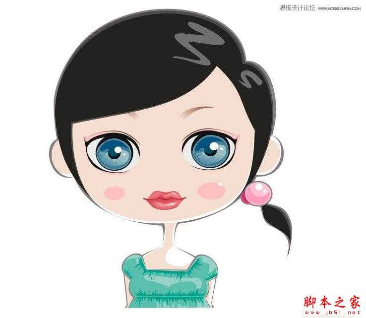 CorelDRAW 快速绘制甜美可爱的卡通女孩头像