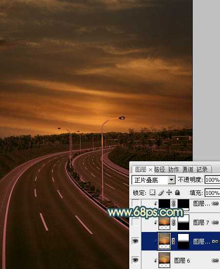 Photoshop为公路图片渲染出漂亮的夜景灯光效果