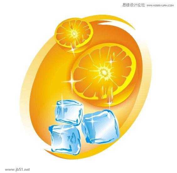 CorelDRAW(CDR)设计绘制质感的橙子和冰块实例教程