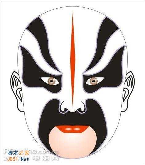 Coreldraw(CDR)模仿绘制中国京剧中马谡的脸谱实例教程