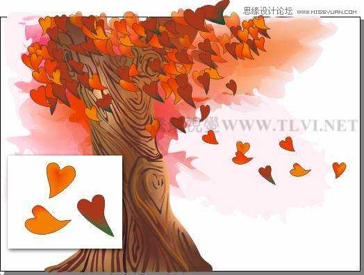 CorelDRAW绘制漫天飞舞的火红秋季枫叶教程