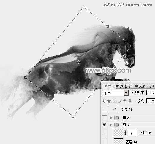Photoshop将骏马图制作中国风特效水墨效果