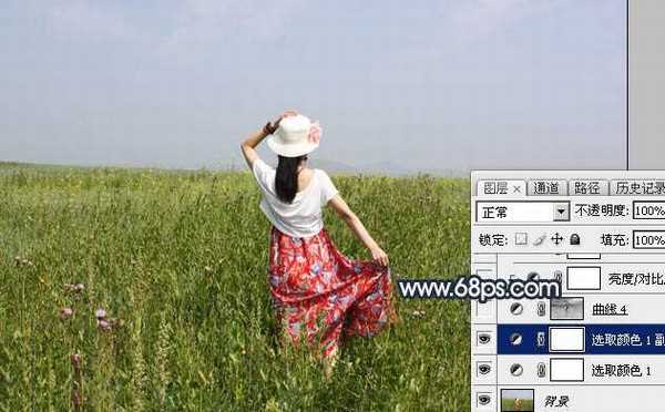 Photoshop调制出大气的红褐色霞光草原人物图片