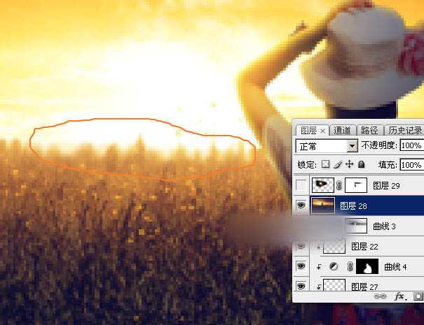 Photoshop为草原上的人物加上昏暗的暖色逆光效果教程