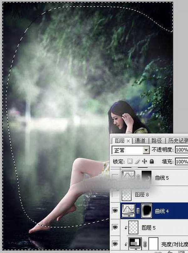 Photoshop将春季人物图片打造出唯美的古典暗绿色效果教程