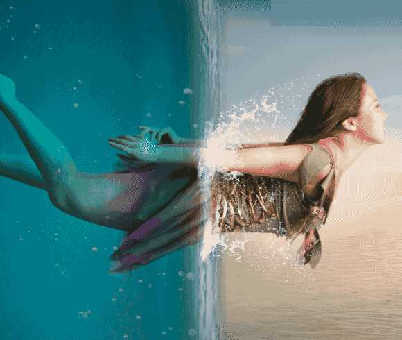 Photoshop创意合成美女从海底穿越的唯美场景效果