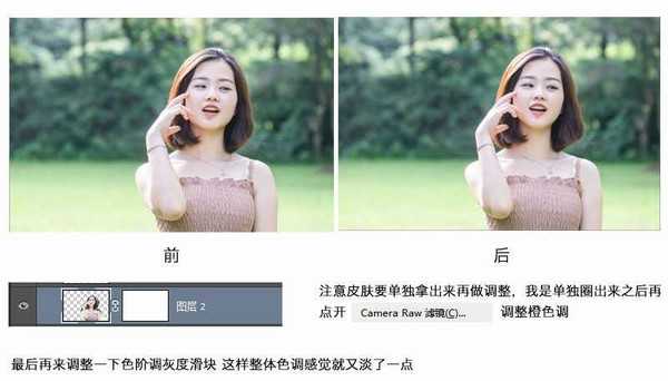 Photoshop详解外景美女人像日系小清新调色修图教程