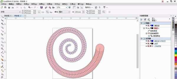 cdrx7怎么使用交互调和工具绘制螺纹图形?
