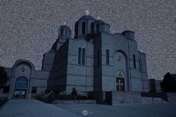ps怎样把白天教堂图片调成黑夜的效果?
