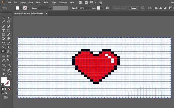 ai怎么绘制像素效果的爱心矢量图?