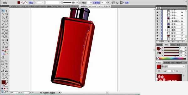 ai怎么设计大红色的香水瓶宣传图?
