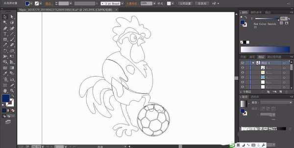 ai怎么手绘玩皮球的大公鸡插画?