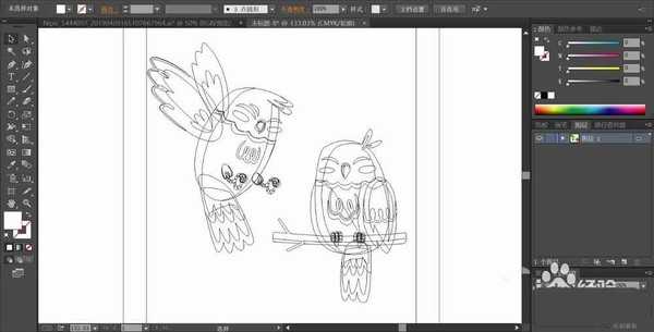 ai怎么绘制玩耍的猫头鹰矢量插画图?