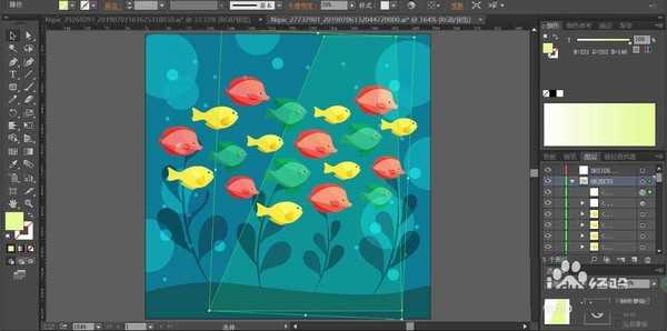 ai怎么手绘热带鱼群插画? ai适量插画的绘制方法