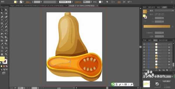 ai怎么绘制劈开的南瓜插画图?