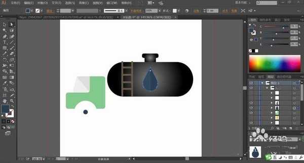 ai怎么设计扁平化的运油车插画? ai运油车的画法