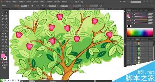 ai怎么手绘苹果树矢量图? ai设计苹果树的画法