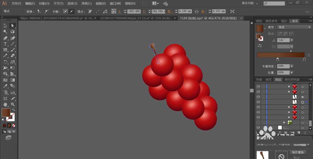 ai怎么设计三维立体的葡萄? ai葡萄矢量图的画法