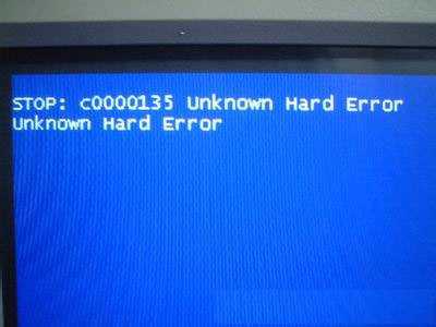 蓝屏提示STOP:C0000135 UNKNOWN HARD ERROR解决方法